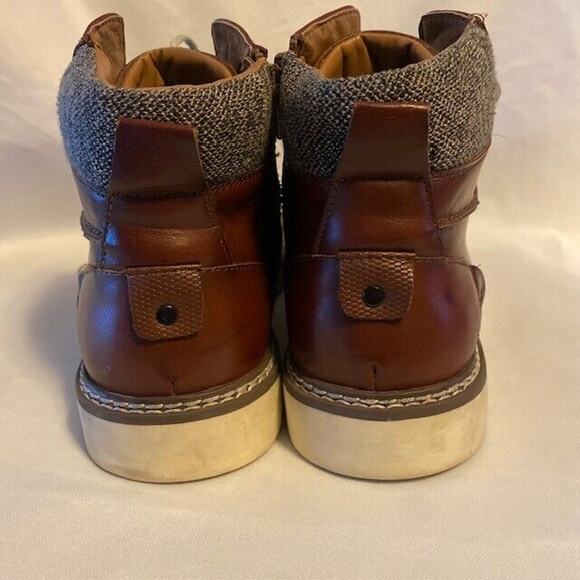 STEVE MADDEN Mens 7 Delwar Lace Up Brown Leather Ankle Boots Cognac Booties - Picture 5 of 7